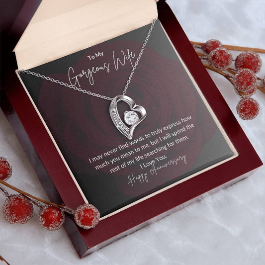 To My Gorgeous Wife | "Happy Anniversary" | Forever Love Necklace