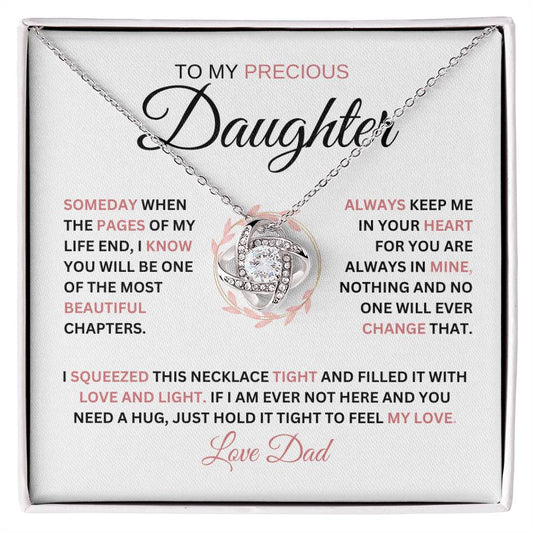 Precious Daughter Love Dad | "My Most Beautiful Chapters" | Love  Knot Necklace