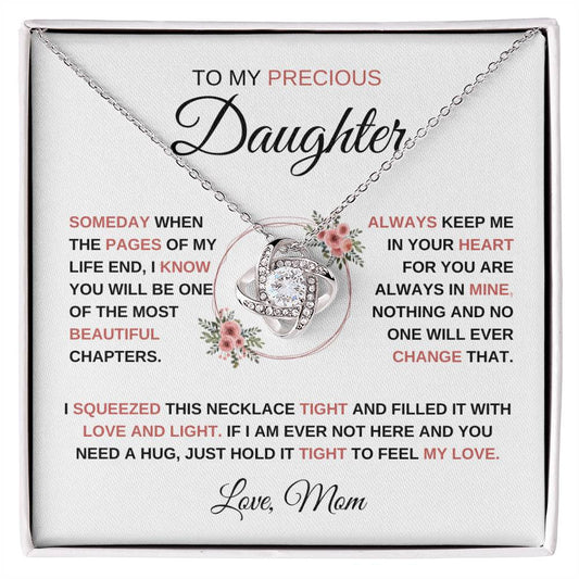 Precious Daughter Love Mom | "Most Beautiful Chapters | Love Knot Necklace
