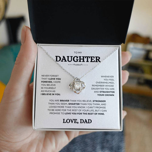 To My Daughter Love Dad | " I Believe In You"  | Love Knot Necklace