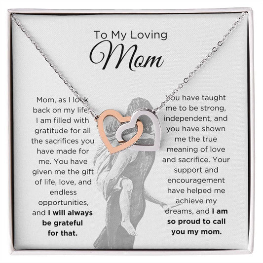 To My Loving Mom Daughter | "I will always be grateful" | Interlocking Hearts Necklace