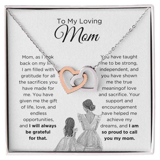 To My Loving Mom Daughter | "I will always be grateful" | Interlocking Hearts Necklace