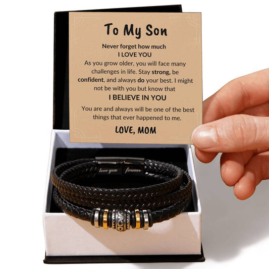 To My Son From Mom | "I Believe In You" | Love You Forever Bracelet | Cork